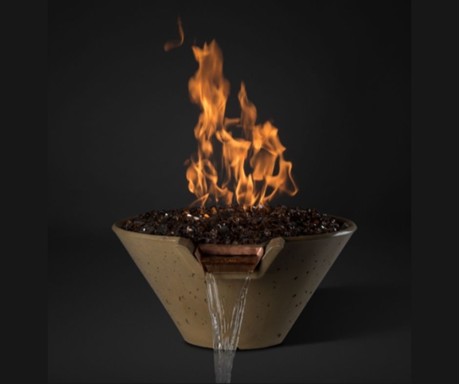 Cascade Conical Fire on Glass with Electronic Ignition System -Slick Rock Concrete