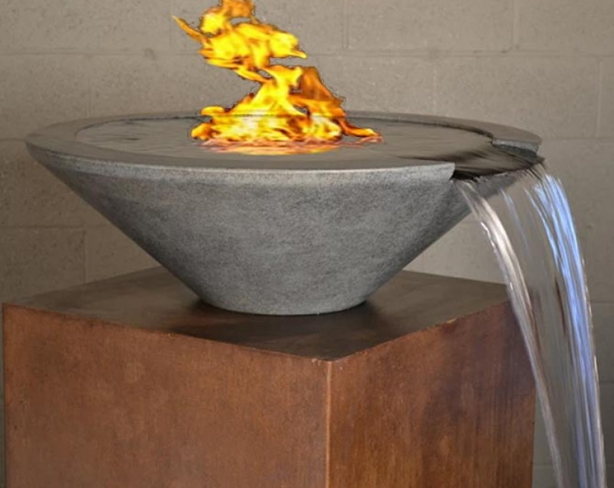 Fire by Design Geo Round "Essex" Fire on Water Bowl + Free Cover - The Fire Pit Collection