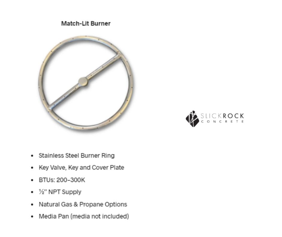 Oasis 60" Oval Fire Bowl with Match Ignition System by Slick Rock Concrete