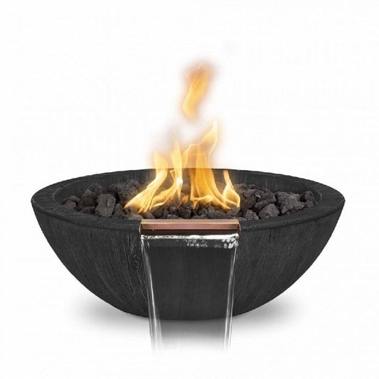 The Outdoor Plus Sedona Wood Grain Concrete Fire & Water Bowl + Free Cover