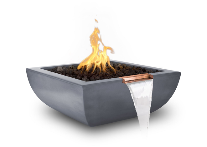 The Outdoor Plus Avalon Concrete Fire & Water Bowl + Free Cover - The Fire Pit Collection