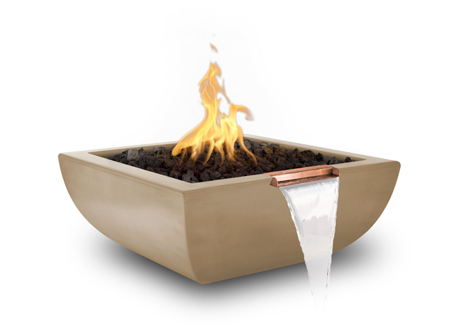 The Outdoor Plus Avalon Concrete Fire & Water Bowl + Free Cover - The Fire Pit Collection