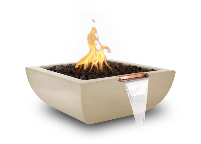 The Outdoor Plus Avalon Concrete Fire & Water Bowl + Free Cover - The Fire Pit Collection