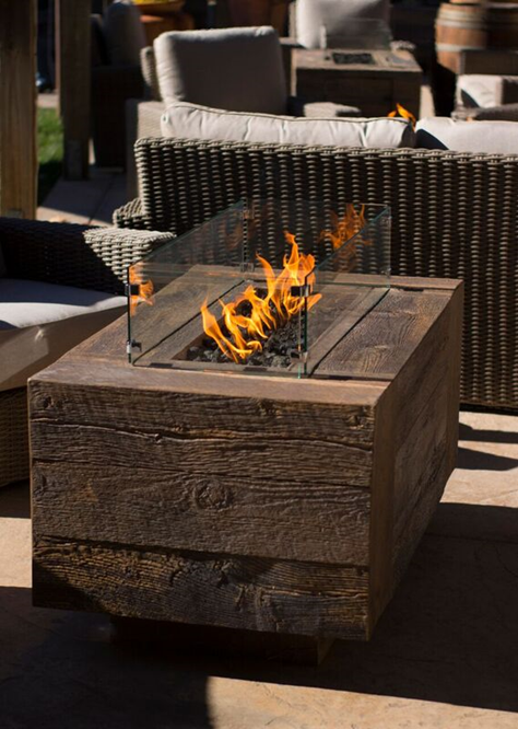 The Outdoor Plus Catalina Wood Grain Fire Pit + Free Cover - The Fire Pit Collection