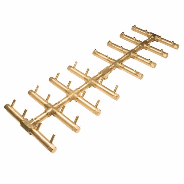 Warming Trends Crossfire 320K BTU 35.25" x 11.5" Double Tree-Style Brass Burner + 41" x 18" Plate