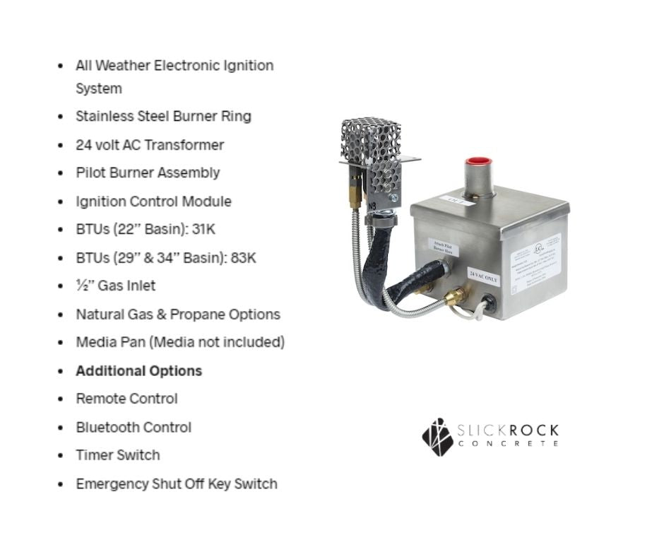 Cascade Square Fire on Glass with Electronic Ignition System - Slick Rock Concrete