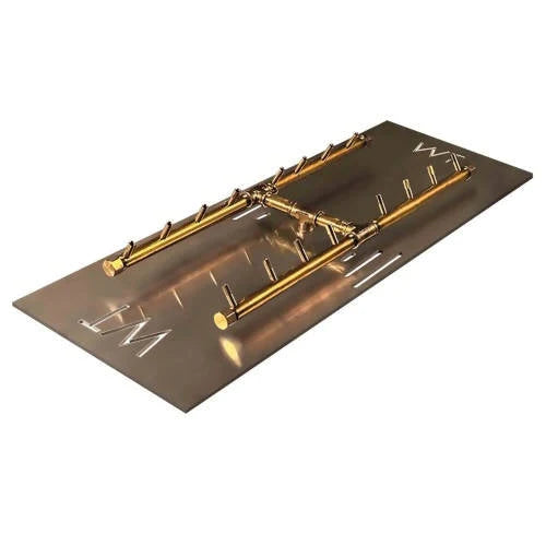 Warming Trends Crossfire 160K BTU 24" x 9" H-Style Brass Burner + 34” x 17” Plate