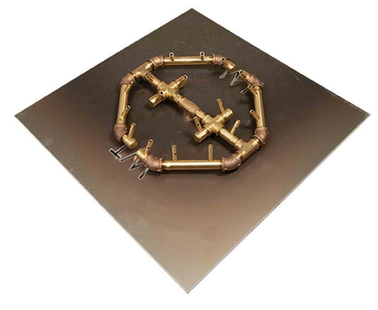 Warming Trends Crossfire 180K BTU 14.75" x 15.75" Octagonal Brass Burner + 24" Square Plate