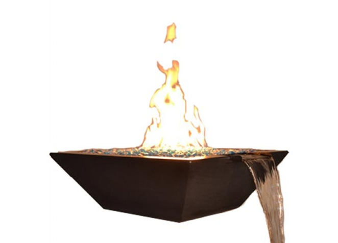 Geo Square "Essex" Fire and Water Bowl with Electronic Ignition / Fire by Design