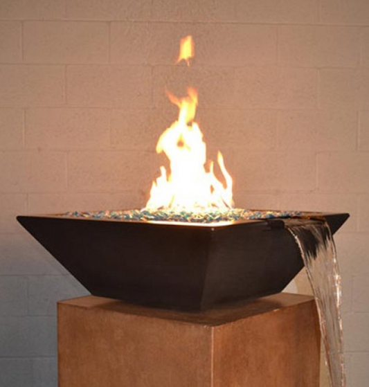 Geo Square "Essex" Fire and Water Bowl with Electronic Ignition / Fire by Design