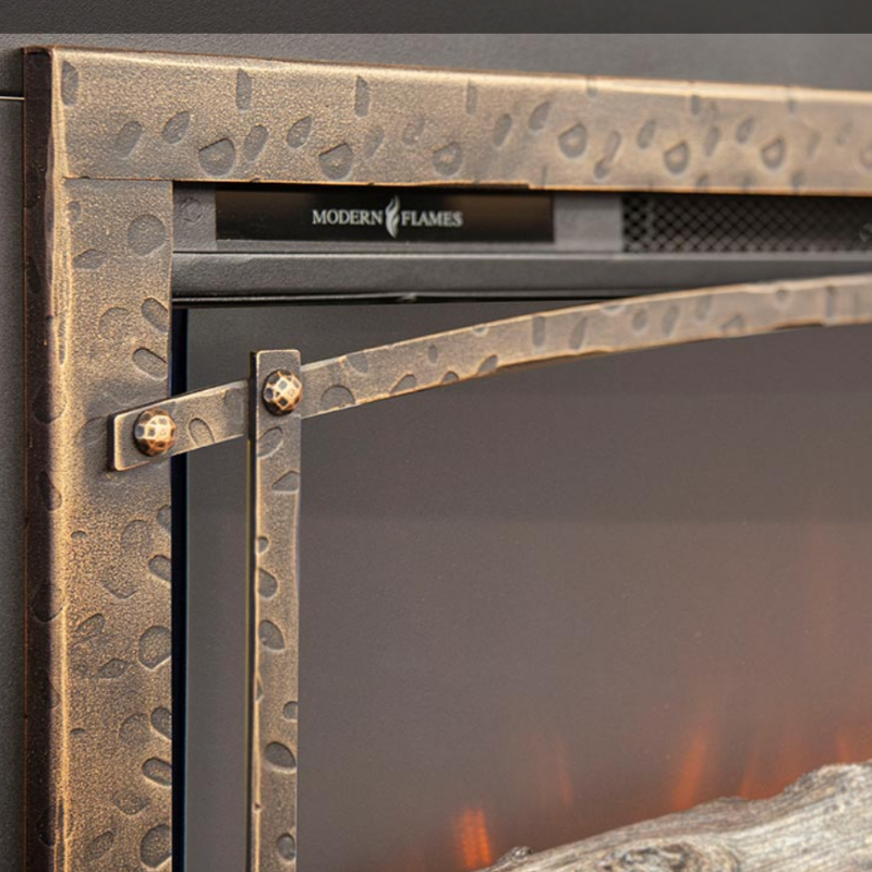 Modern Flames Hammered Burnished Bronze Premium Overlay - Fits Over All Trim Kits (Magnet Install)