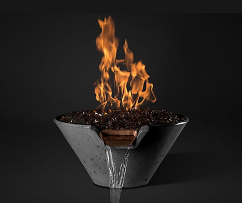 Cascade Conical Fire on Glass with Match Ignition System - Slick Rock Concrete
