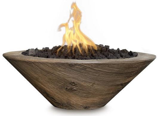 The Outdoor Plus Cazo Wood Grain Concrete Fire Bowl + Free Cover