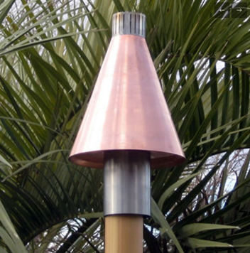 Fire by Design Copper Cone Gas Tiki Torch / Manual Light + Free Cover - The Fire Pit Collection