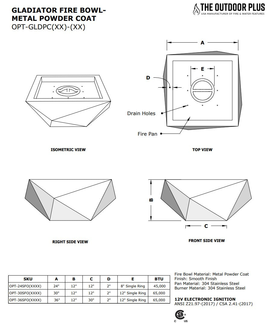 Gladiator Powdercoat Metal Fire Bowl - Free Cover ✓ [The Outdoor Plus]