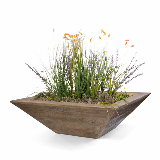 The Outdoor Plus Maya Wood Grain Concrete Planter Bowl