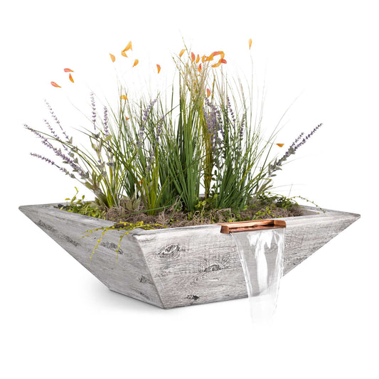 The Outdoor Plus Maya Wood Grain Concrete Planter & Water Bowl