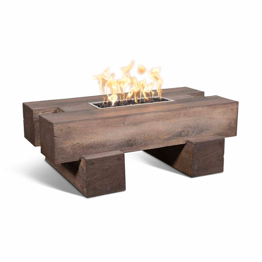 The Outdoor Plus Palo Wood Grain Concrete Fire Pit + Free Cover