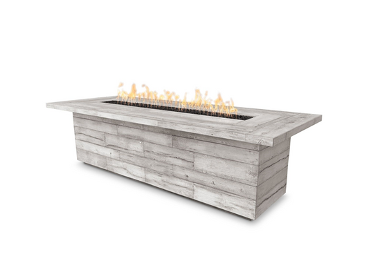 The Outdoor Plus Laguna Wood Grain Concrete Fire Table + Free Cover - The Fire Pit Collection