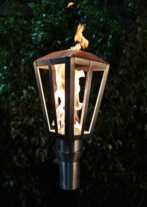 The Outdoor Plus Lantern Fire Torch / Stainless Steel + Free Cover - The Fire Pit Collection