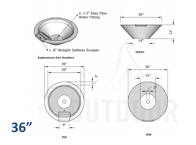 The Outdoor Plus Cazo Concrete Planter Bowl with Water - The Fire Pit Collection