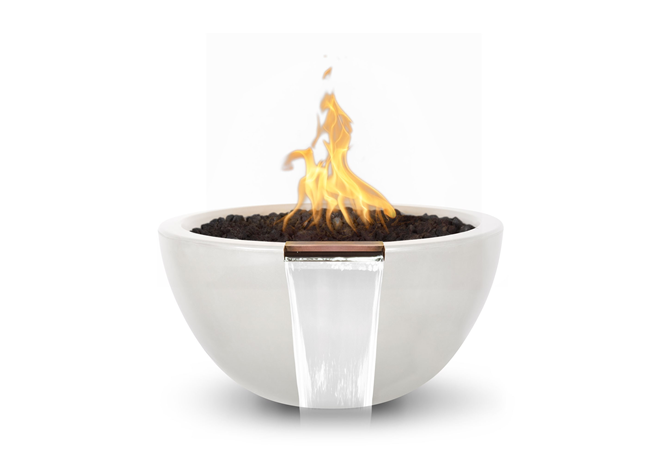 The Outdoor Plus Luna Concrete Fire & Water Bowl + Free Cover - The Fire Pit Collection