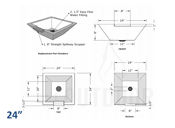 The Outdoor Plus Maya Concrete Water Bowl + Free Cover - The Fire Pit Collection