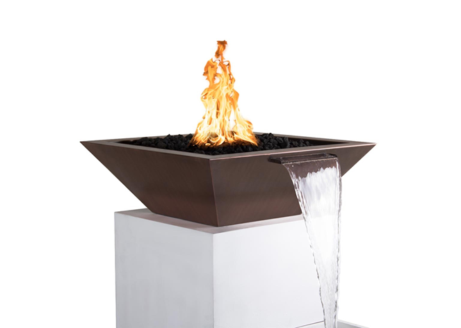 The Outdoor Plus Maya Copper Fire & Water Bowl + Free Cover - The Fire Pit Collection