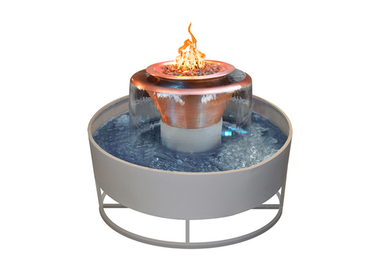 The Outdoor Plus Olympian Round 360° Copper Fire & Water Bowl + Free Cover - The Fire Pit Collection