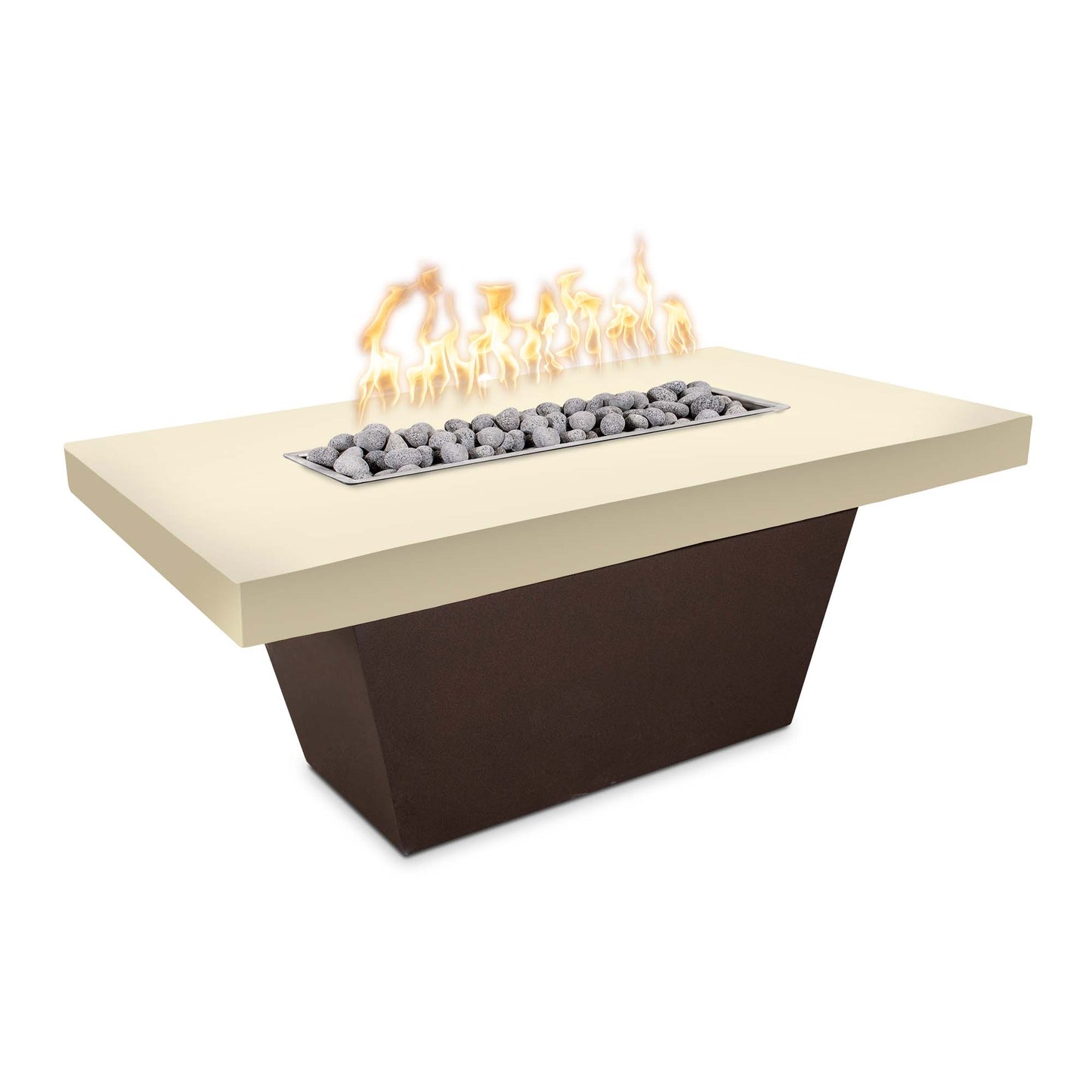 The Outdoor Plus Tacoma Smooth Concrete and Steel Fire Table + Free Cover