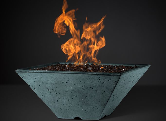 Ridgeline Square Fire Bowl with Match Ignition System by Slick Rock Concrete