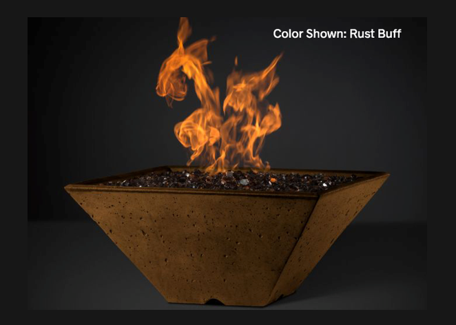 Ridgeline Square Fire Bowl with Match Ignition System by Slick Rock Concrete